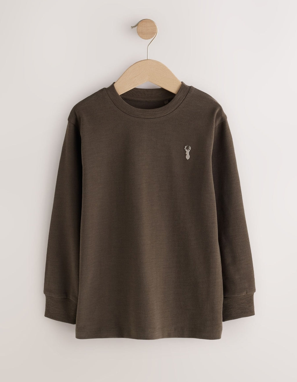 Rust/Khaki/Tan NavyStagLogo Long Sleeve Cosy T-Shirts 4 Pack