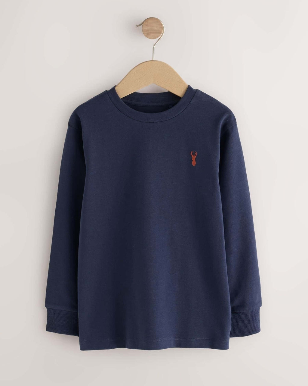 Rust/Khaki/Tan NavyStagLogo Long Sleeve Cosy T-Shirts 4 Pack