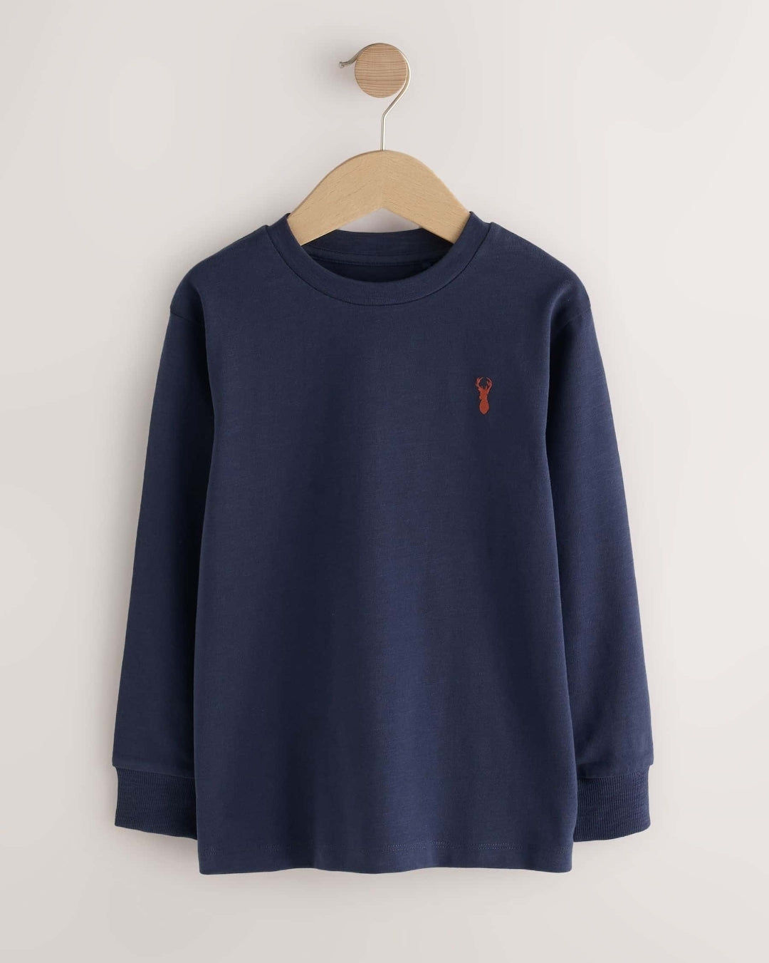 Rust/Khaki/Tan NavyStagLogo Long Sleeve Cosy T-Shirts 4 Pack