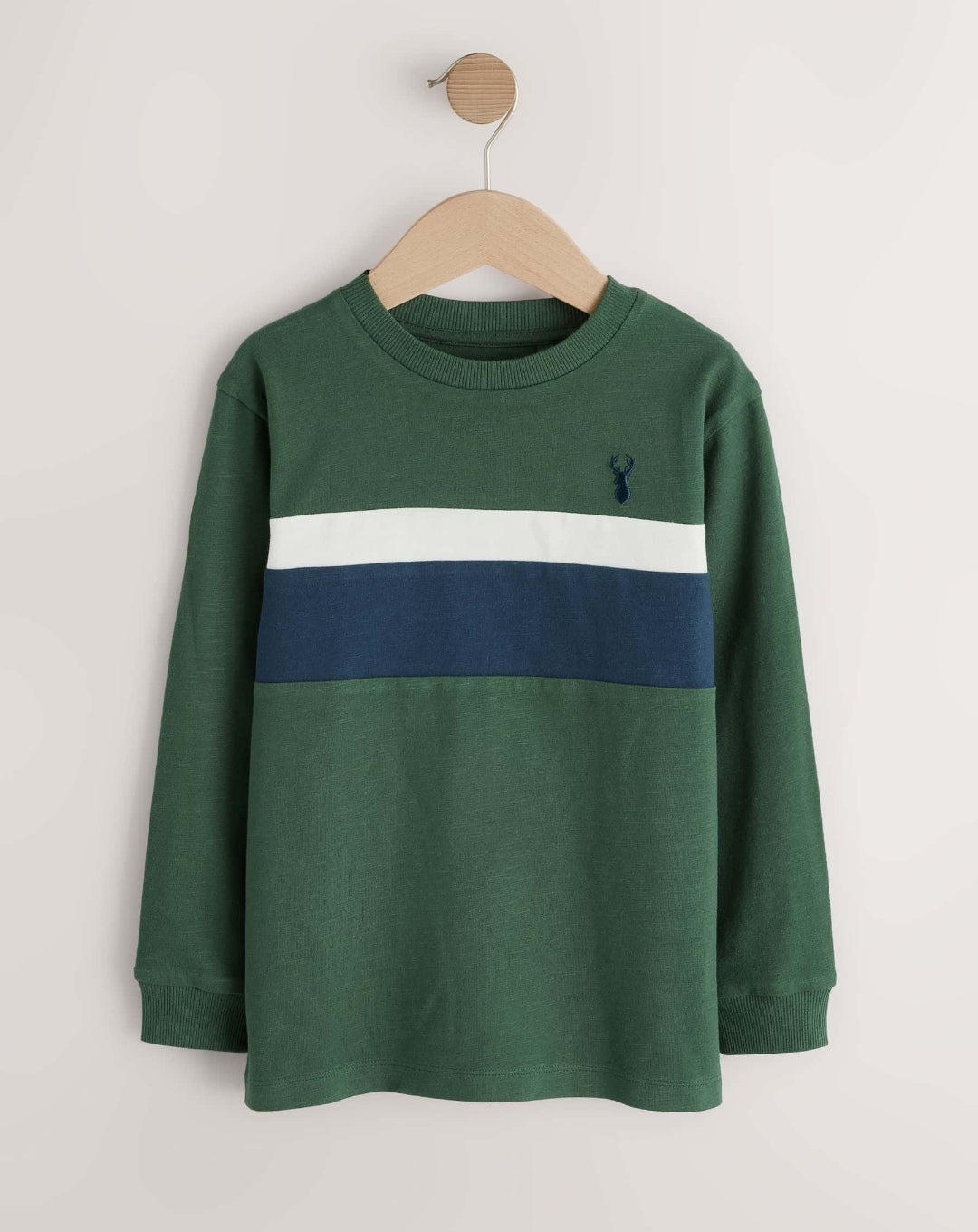 Berry/Navy/Green Long Sleeve Colourblock T-Shirts 3 Pack