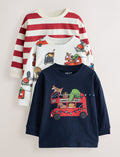 Navy/Red London Long Sleeve Applique T-Shirts 3 Pack