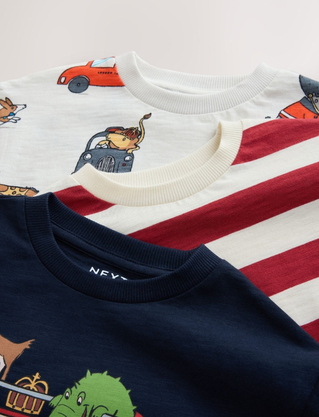 Navy/Red London Long Sleeve Applique T-Shirts 3 Pack