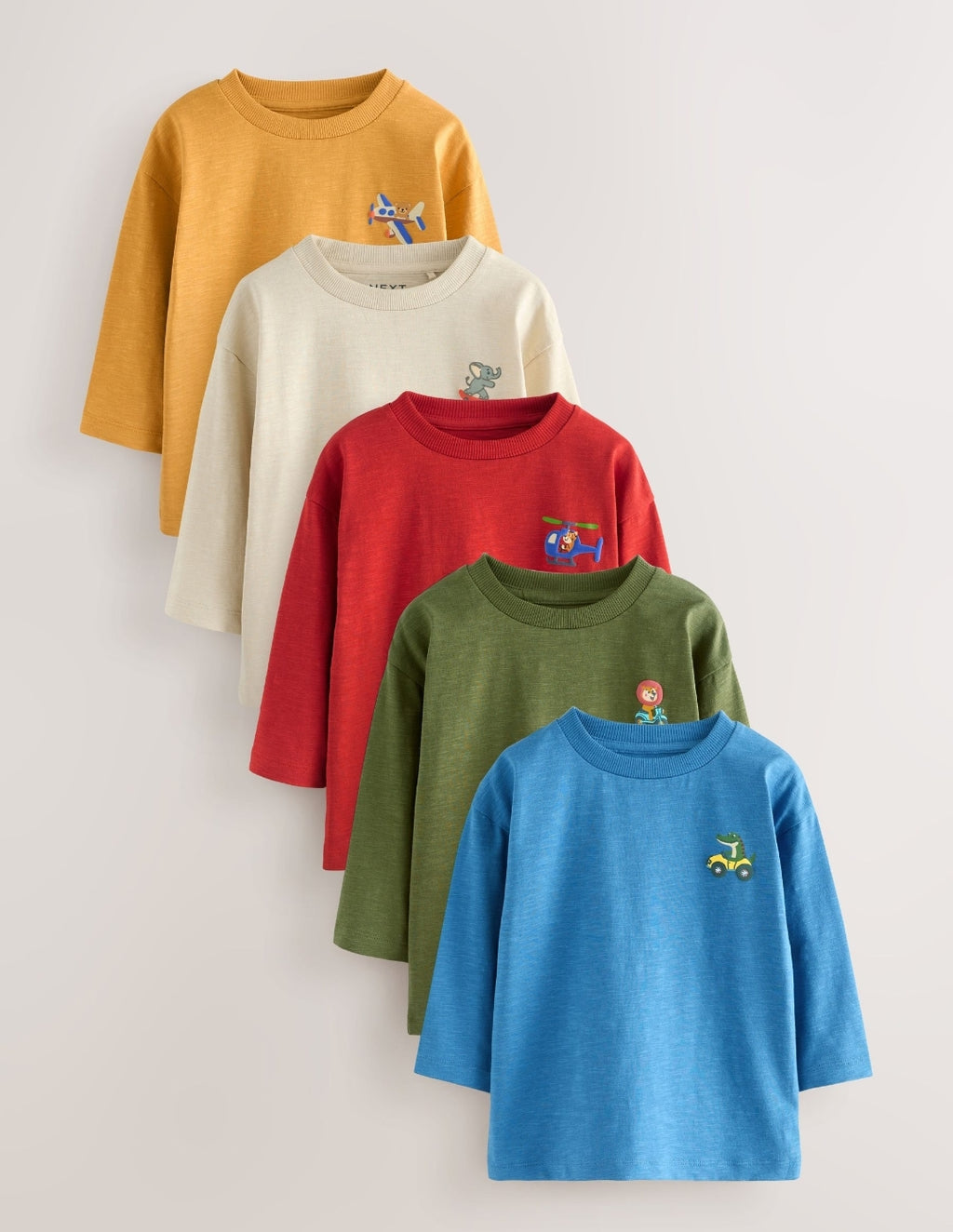 Multi Animals on Transport Long Sleeve T-Shirts 5 Pack