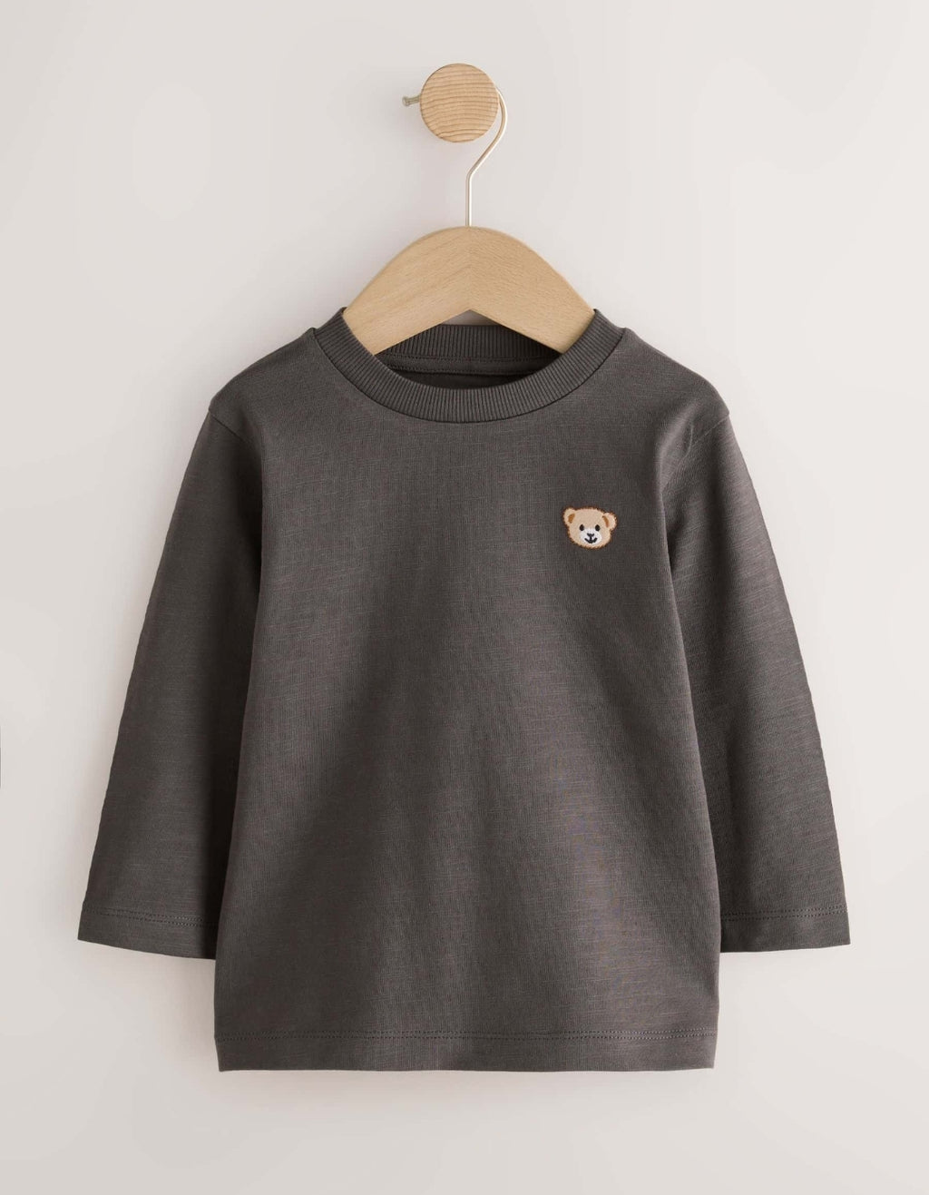 Multi Black Embroidered Bears Long Sleeve T-Shirts 5 Pack