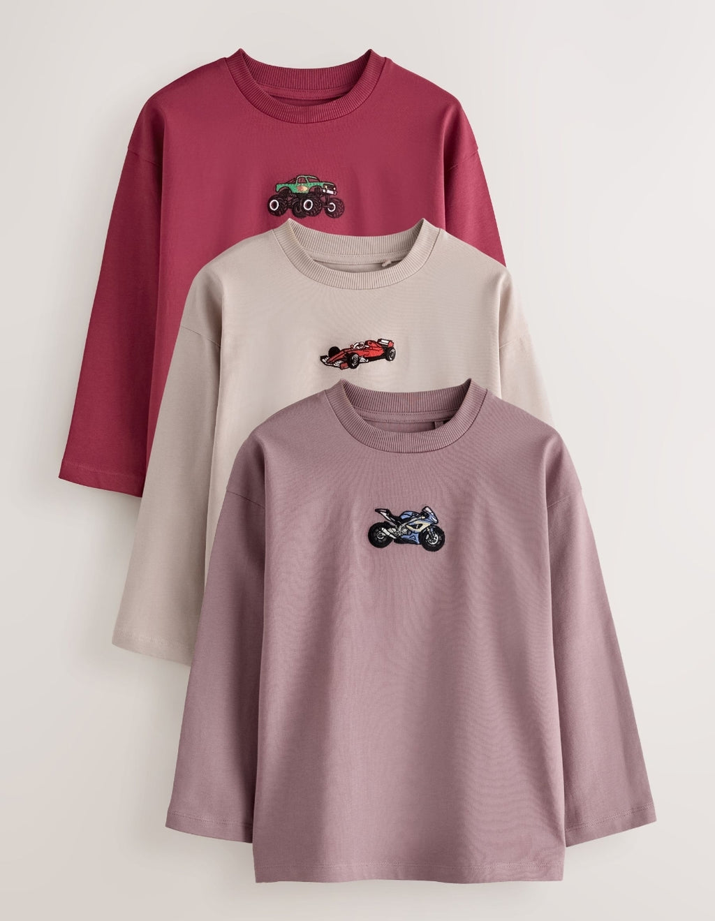 Vehicles Graphic Long Sleeve Relaxed Fit T-Shirts 3 Pack