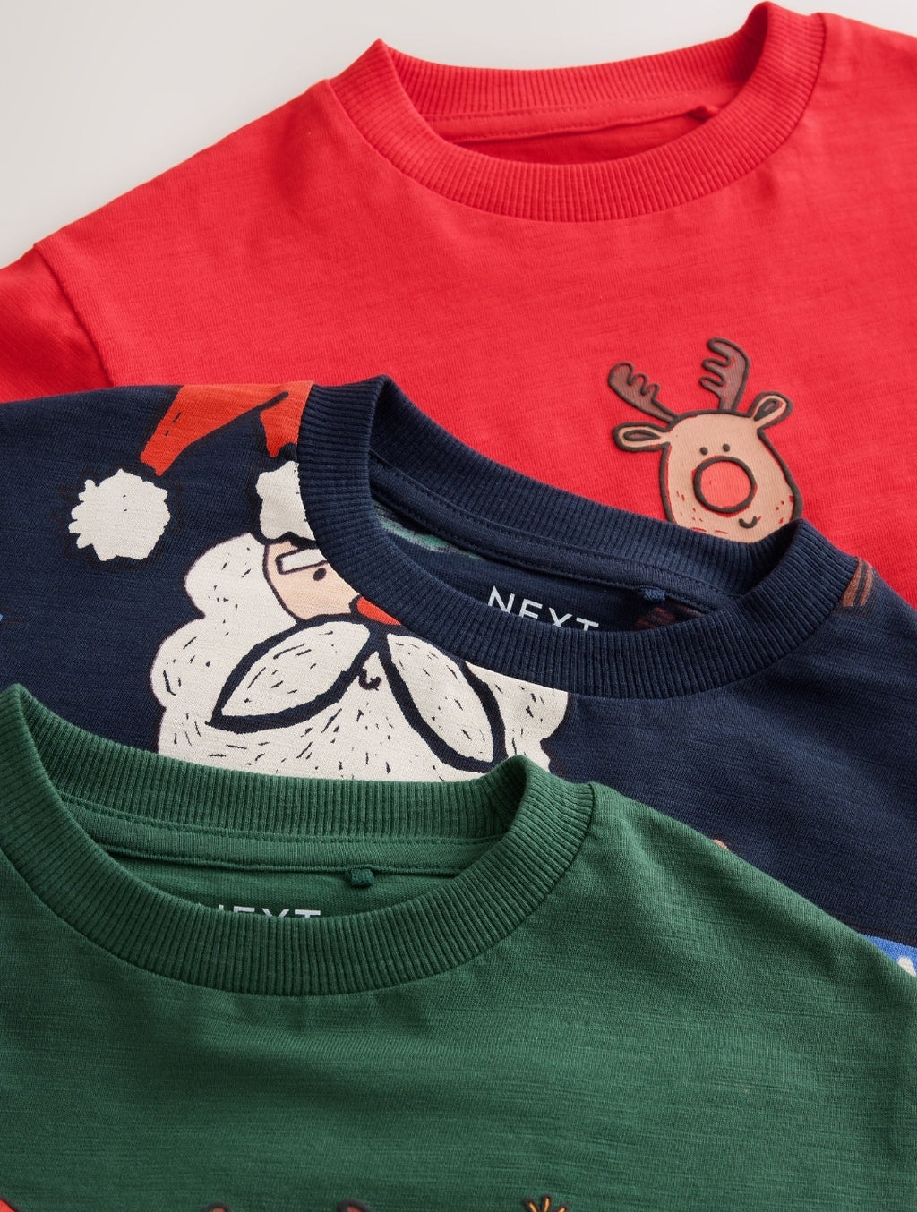 Navy/Red Long Sleeve Christmas T-Shirts 3 Pack