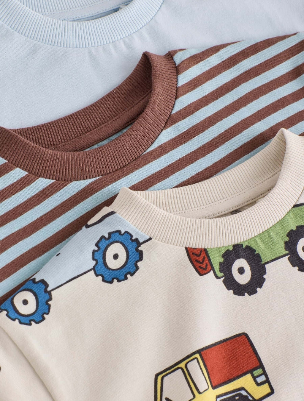 Blue Stripe Car Long Sleeve Graphic T-Shirts 3 Pack