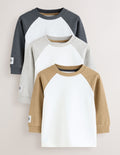 Grey Long Sleeve Raglan T-Shirts 3 Pack
