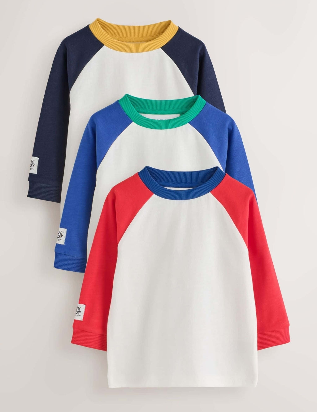 Multi Bright Long Sleeve Raglan T-Shirts 3 Pack
