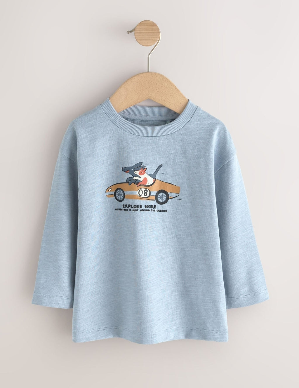 Blue/Neutral Dog Stripe Long Sleeve Graphic T-Shirts 3 Pack