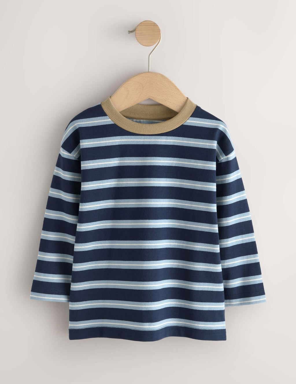 Blue/Neutral Dog Stripe Long Sleeve Graphic T-Shirts 3 Pack