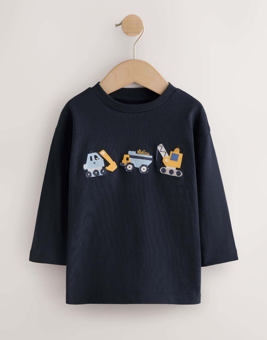 Navy Digger Embroidery Long Sleeve Graphic T-Shirts 3 Pack