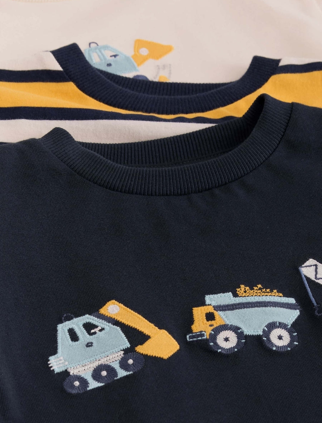 Navy Digger Embroidery Long Sleeve Graphic T-Shirts 3 Pack