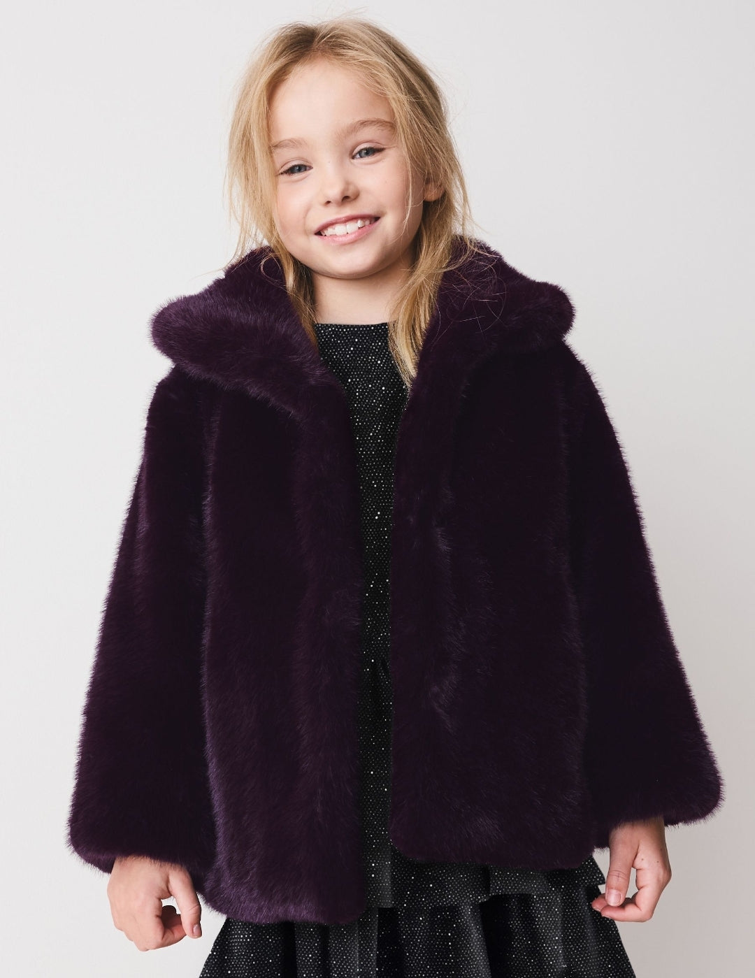 Dark Purple Faux Fur Coat
