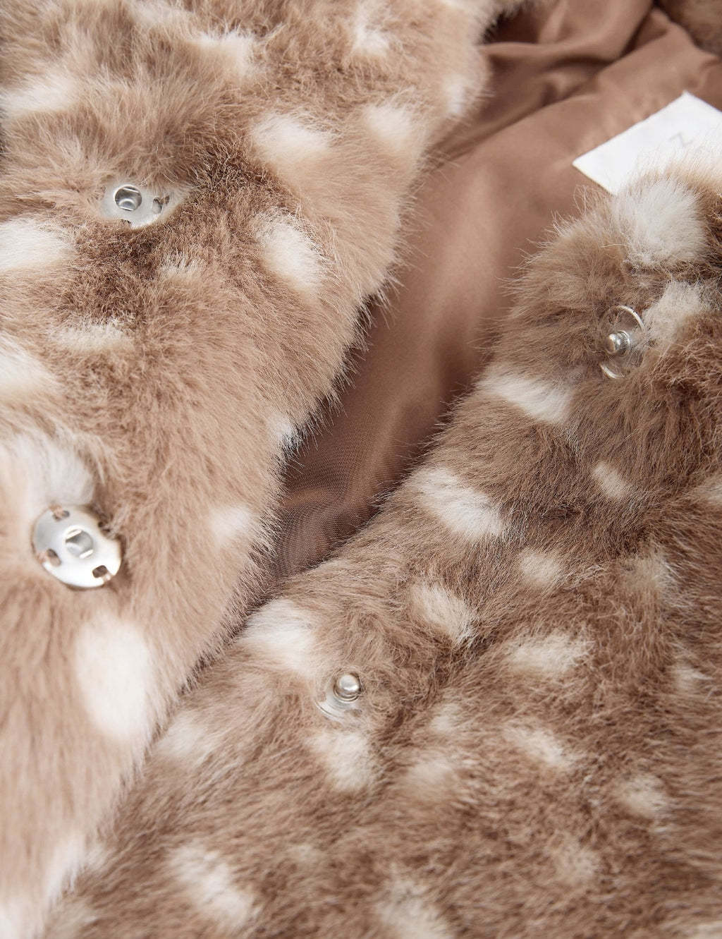Brown Deer Print Faux Fur Coat