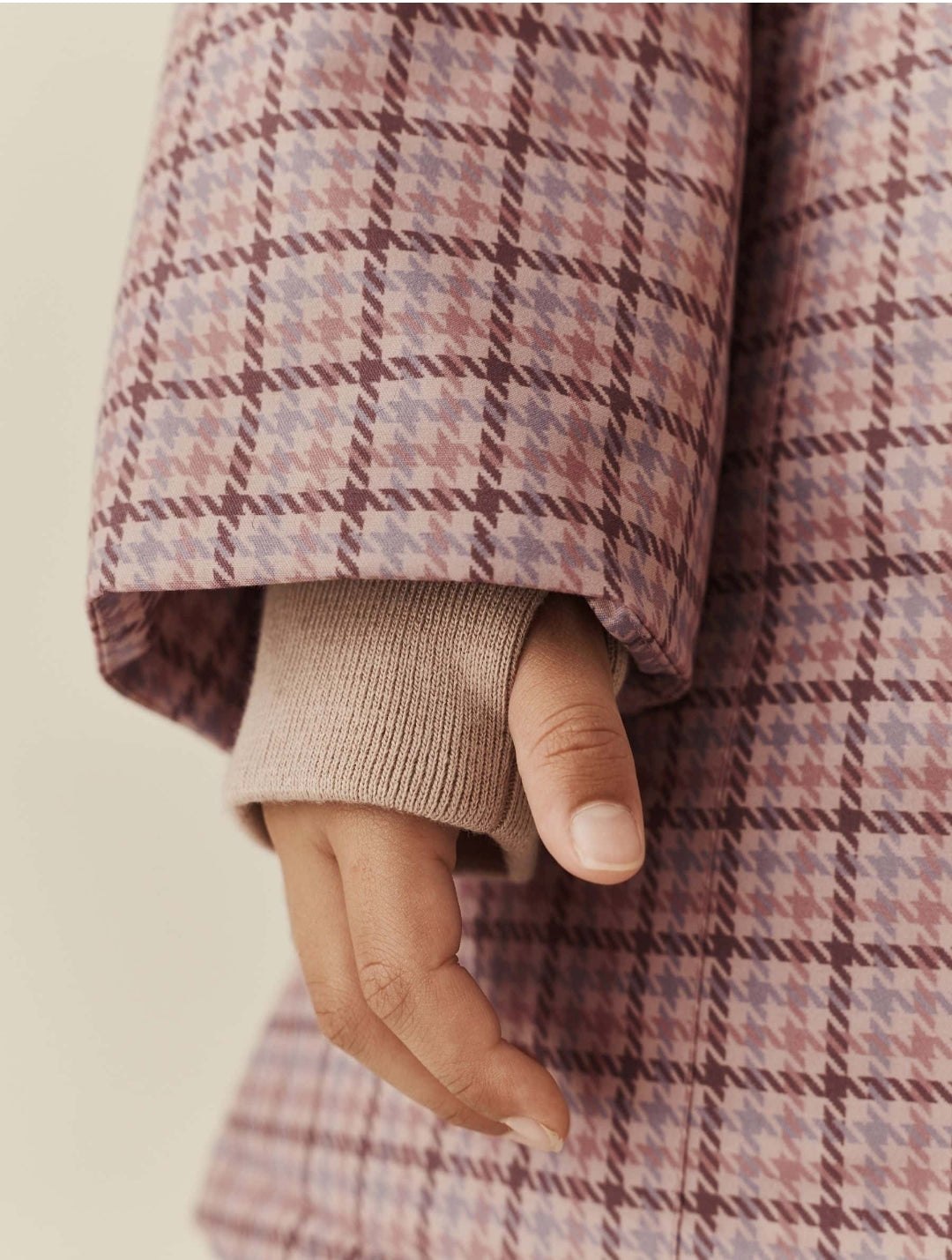 Pink Check Waterproof Belted Padded Coat