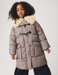 Neutral Check Padded Shower Resistant Duffle Coat
