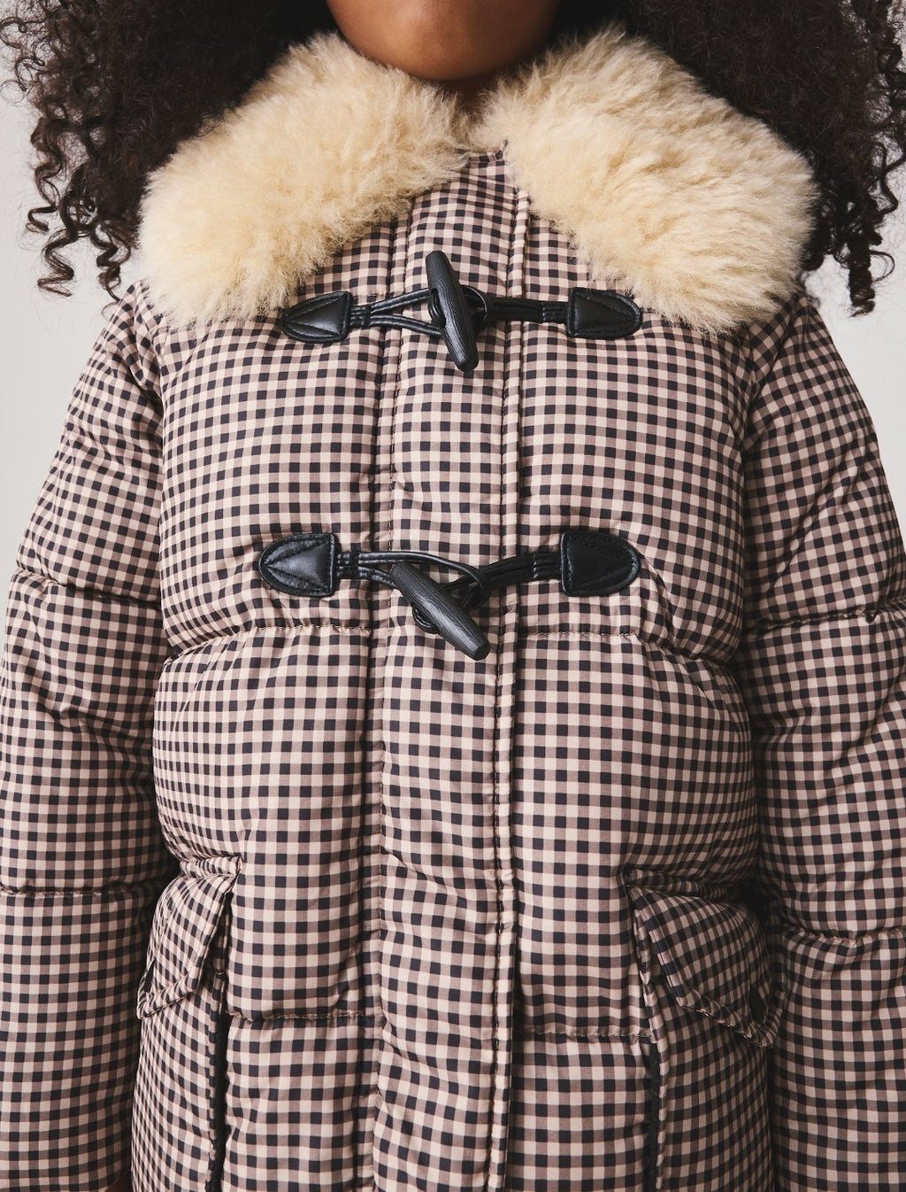 Neutral Check Padded Shower Resistant Duffle Coat
