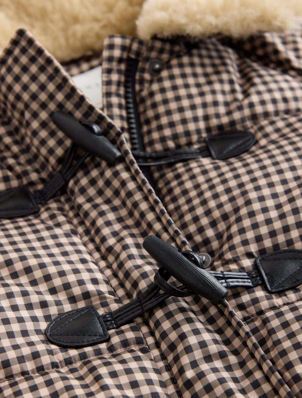 Neutral Check Padded Shower Resistant Duffle Coat