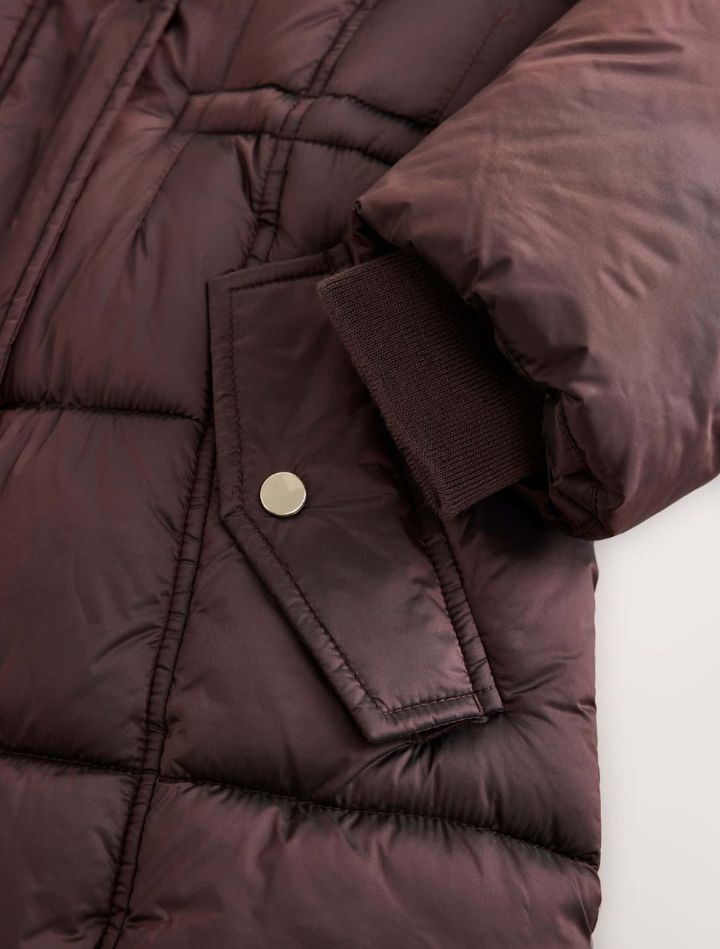 Chocolate Brown Faux Fur Collar Padded Shower Resistant Coat