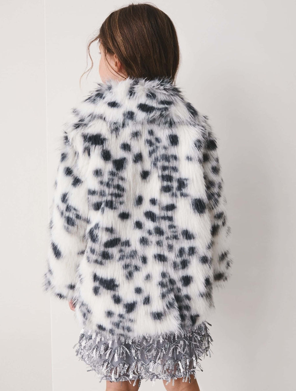 White Animal Print Faux Fur Coat