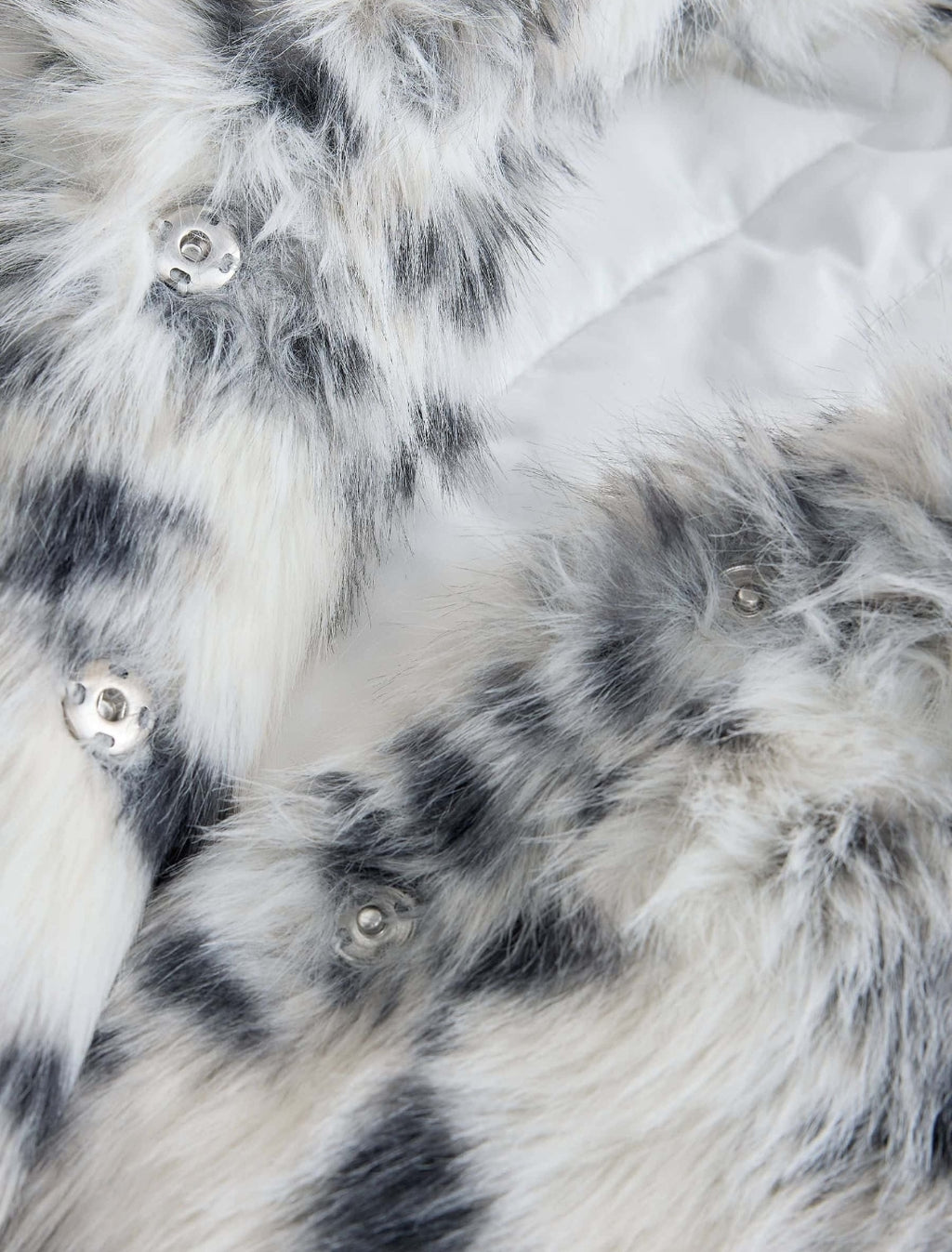 White Animal Print Faux Fur Coat