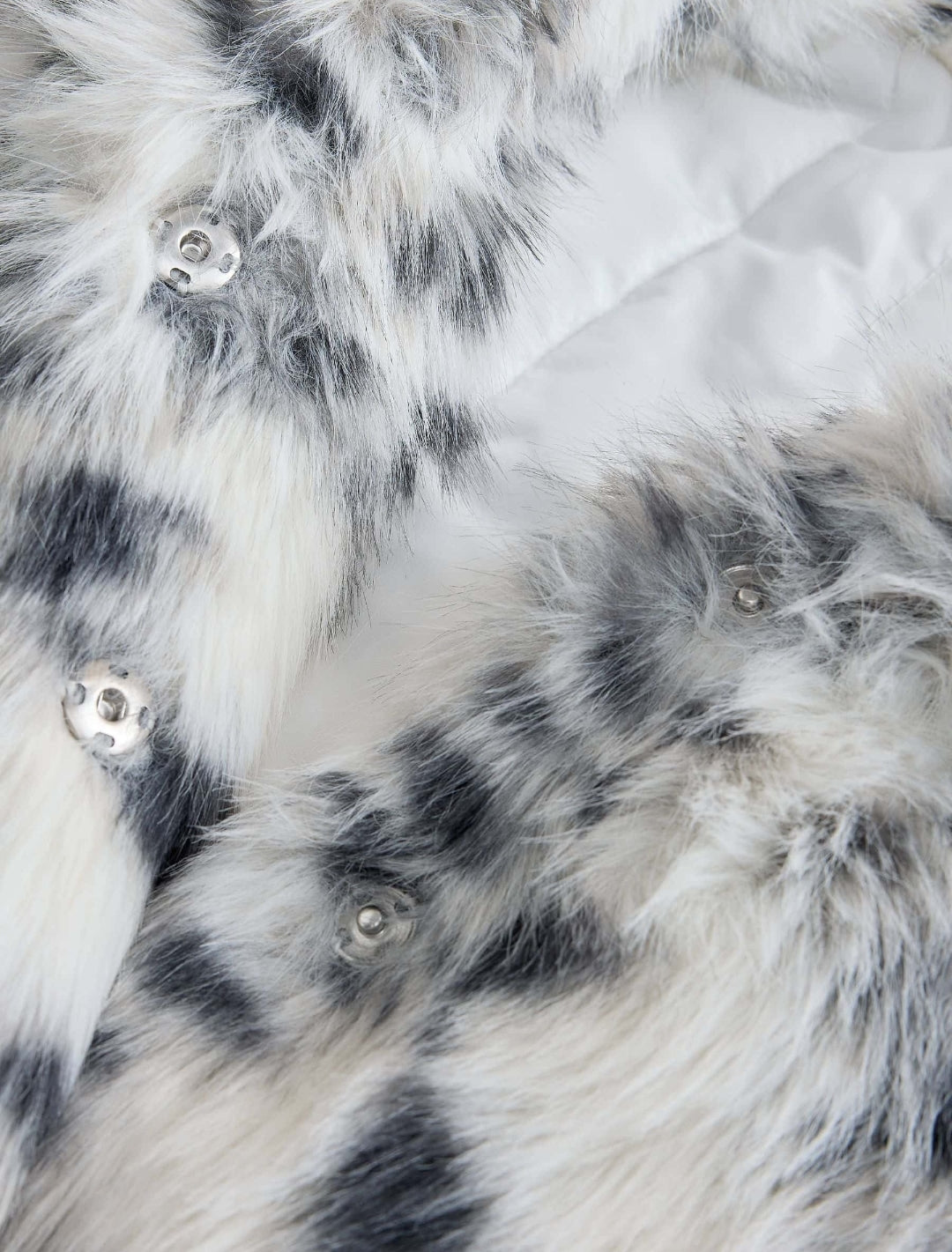 White Animal Print Faux Fur Coat