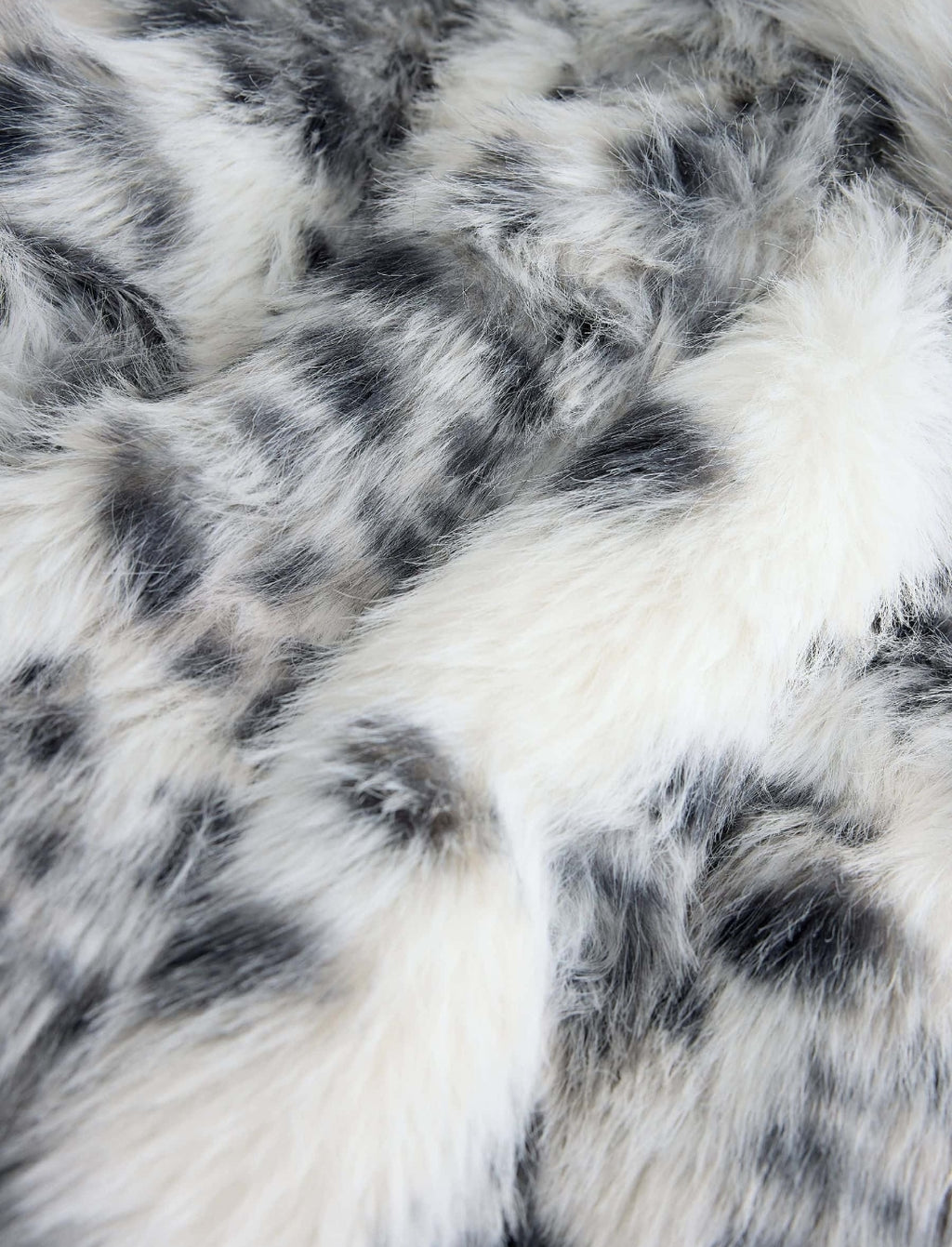 White Animal Print Faux Fur Coat