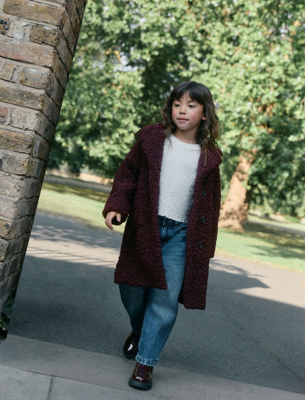Burgundy Red Borg Longline Coat