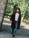 Burgundy Red Borg Longline Coat
