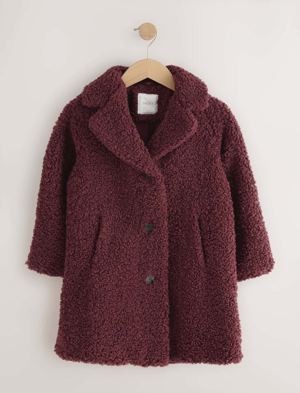 Burgundy Red Borg Longline Coat