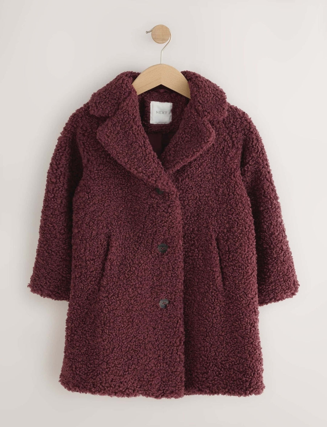 Burgundy Red Borg Longline Coat