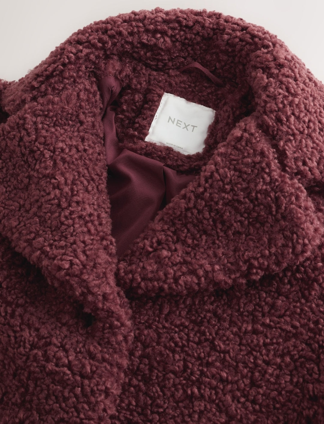 Burgundy Red Borg Longline Coat