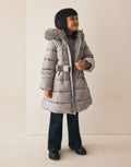 Silver/Grey Bow Detail Shower Resistant Padded Coat