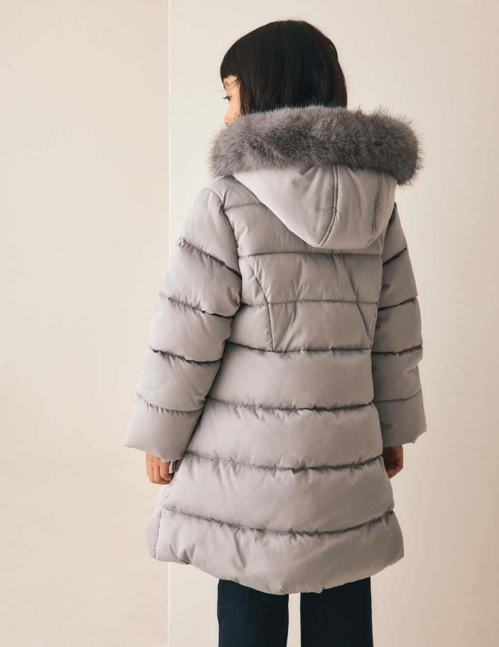 Silver/Grey Bow Detail Shower Resistant Padded Coat