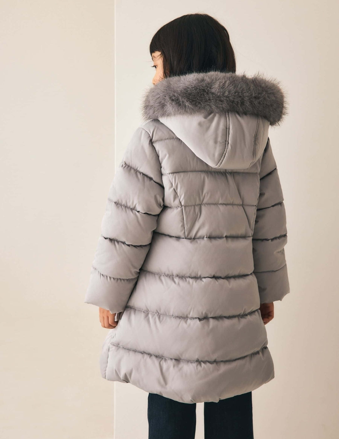 Silver/Grey Bow Detail Shower Resistant Padded Coat