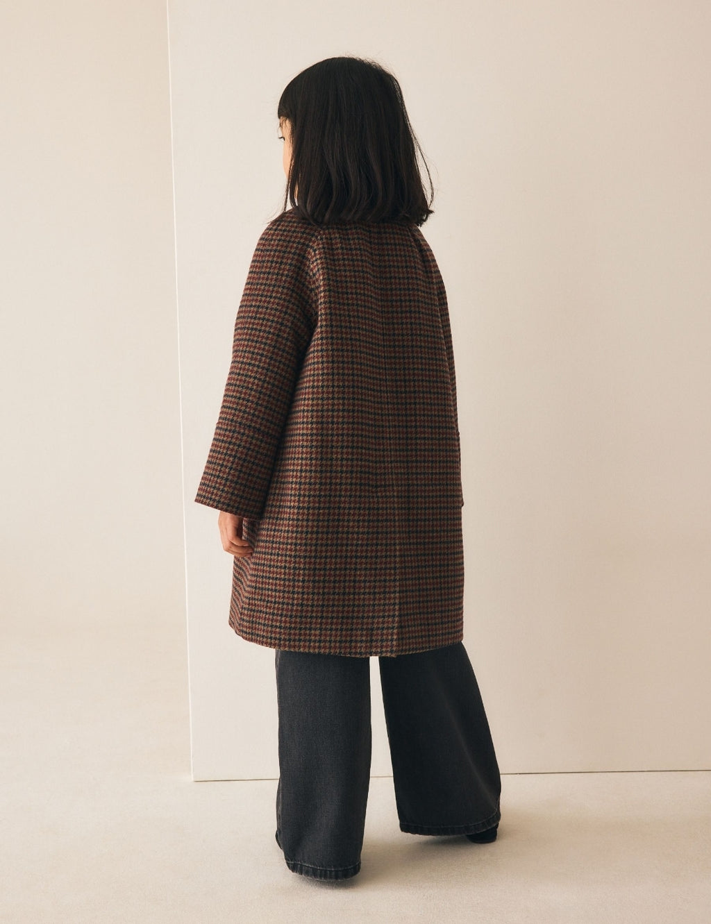 Brown Heritage Check Overcoat with Wool