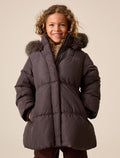 Mauve Shirred Sleeve Shower Resistant Padded Coat