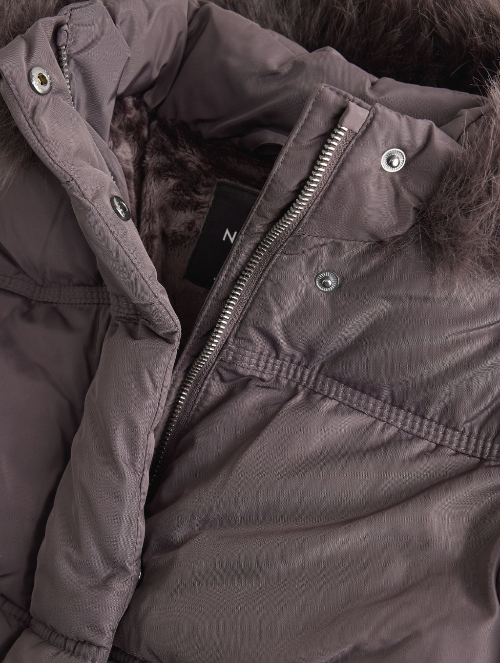 Mauve Shirred Sleeve Shower Resistant Padded Coat