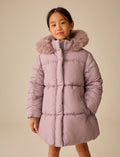 Light Pink Shirred Sleeve Shower Resistant Padded Coat