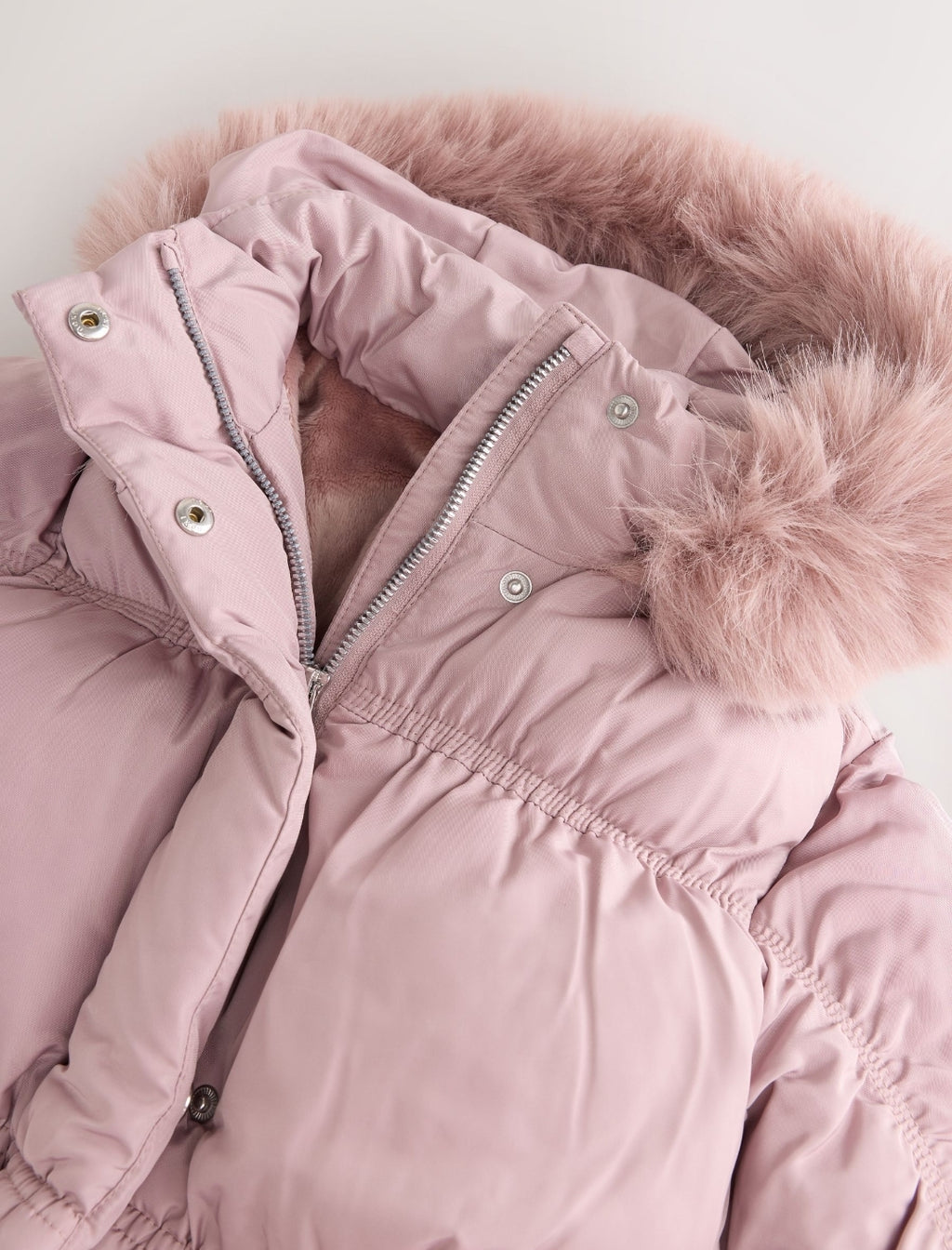 Light Pink Shirred Sleeve Shower Resistant Padded Coat