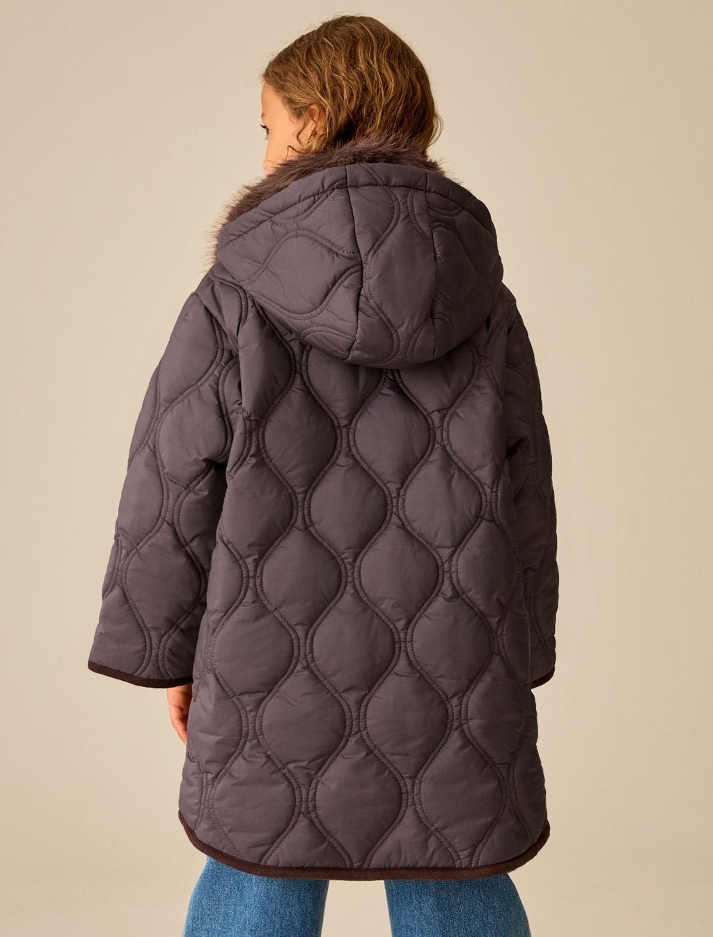 Chocolate Brown Shower Resistant Quilted Coat