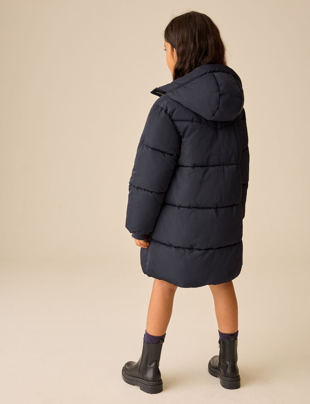 Navy Shower Resistant Faux Fur Lined Padded Coat