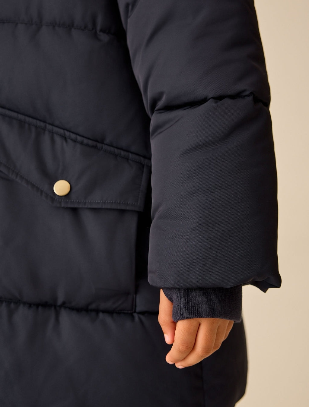 Navy Shower Resistant Faux Fur Lined Padded Coat