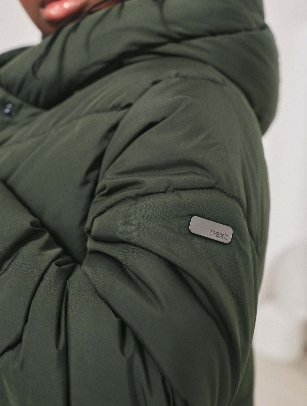 Khaki Green Shower Resistant Faux Fur Lined Hooded Padded Coat