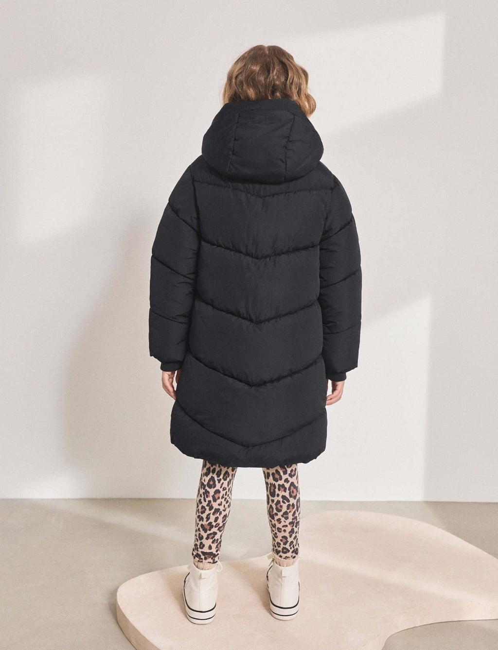 Black Shower Resistant Faux Fur Lined Hooded Padded Coat