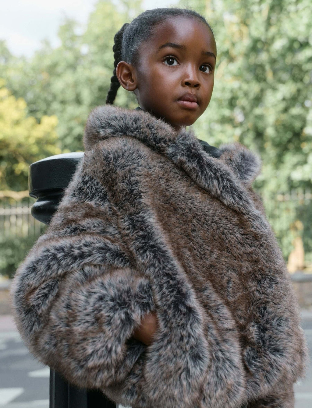 Warm Brown Faux Fur Coat With Hood