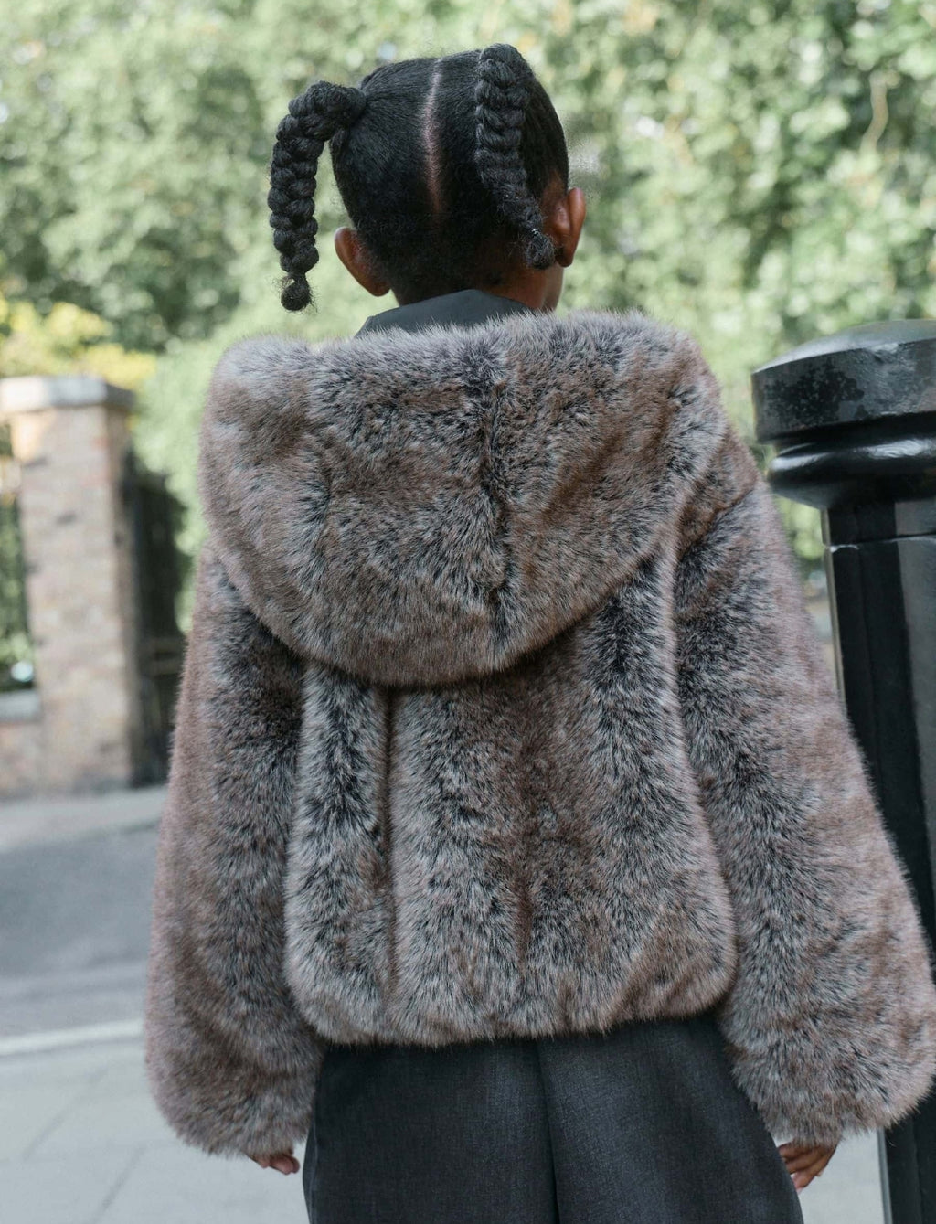 Warm Brown Faux Fur Coat With Hood