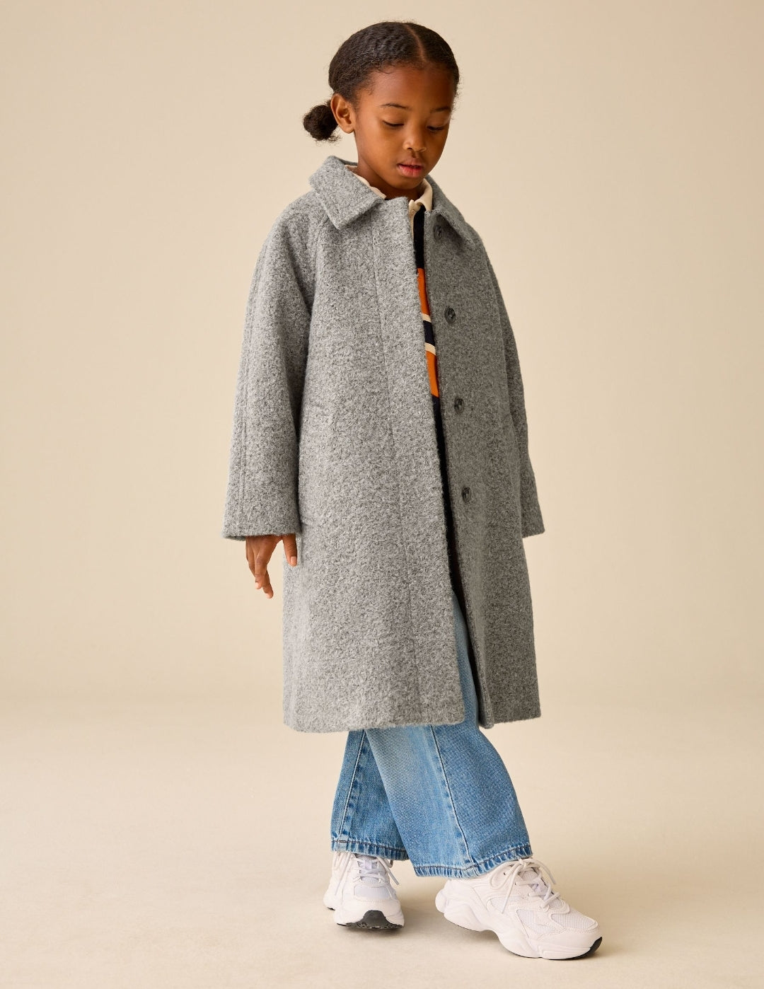 Grey Relaxed Fit Longline Coat