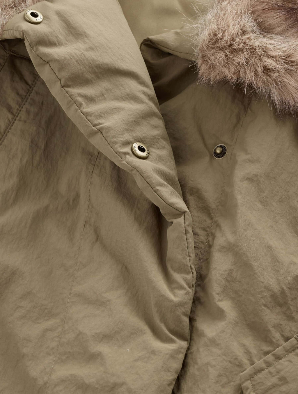 Khaki Green Shower Resistant Oversized Bomber Jacket with Faux Fur